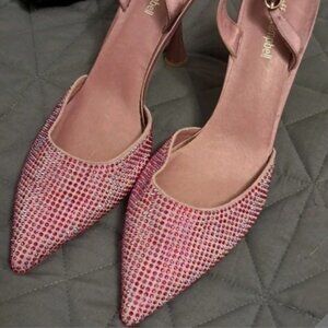 Jeffrey Campbell Luna Jeweled Strappy Mule purple Satin 11 GORGEOUS